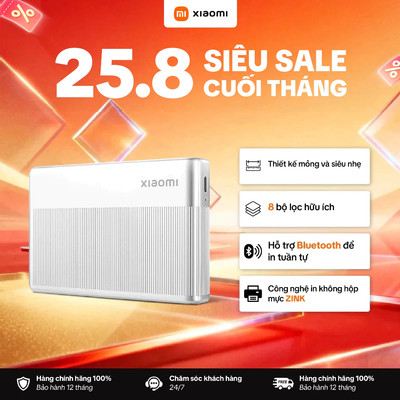 Máy In Ảnh Mini Xiaomi Portable Photo Printer 1S - Không Mực Tự Dính, Nhỏ Gọn Bỏ Túi , Bluetooth 5.2 - Bảo hành 12 Tháng