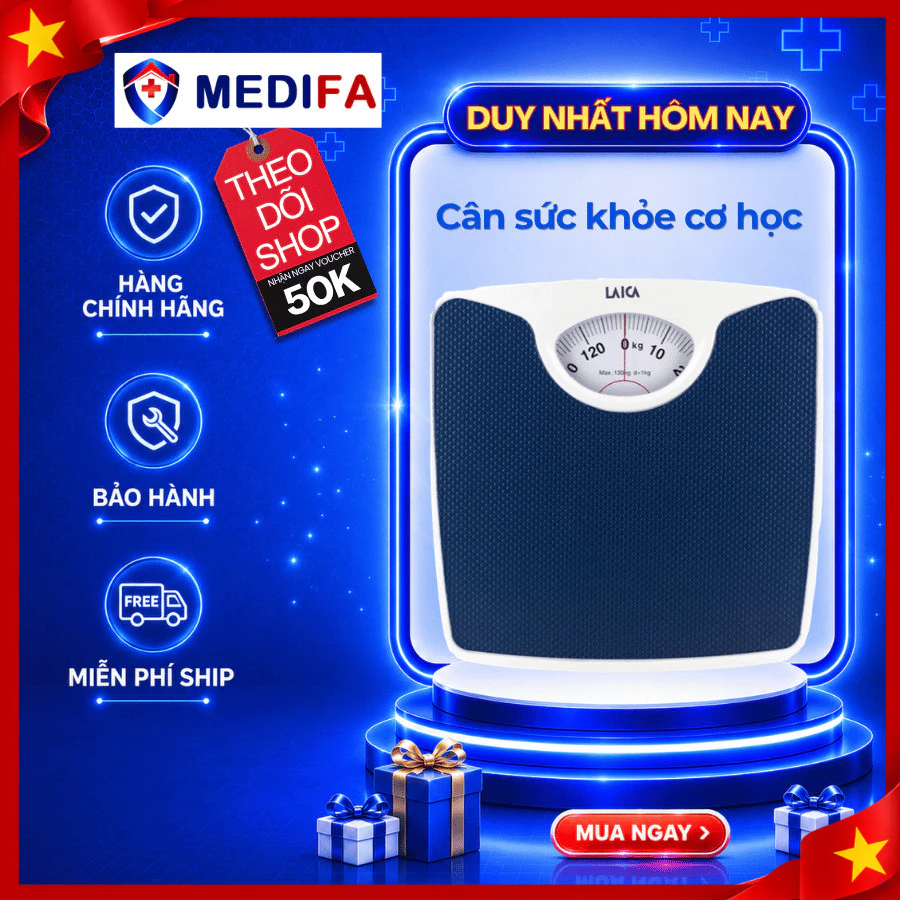 Cân sức khỏe cơ học Laica PS2018 độ chính xác cao, dùng cho cả người lớn và trẻ em, cân tối đa 130kg