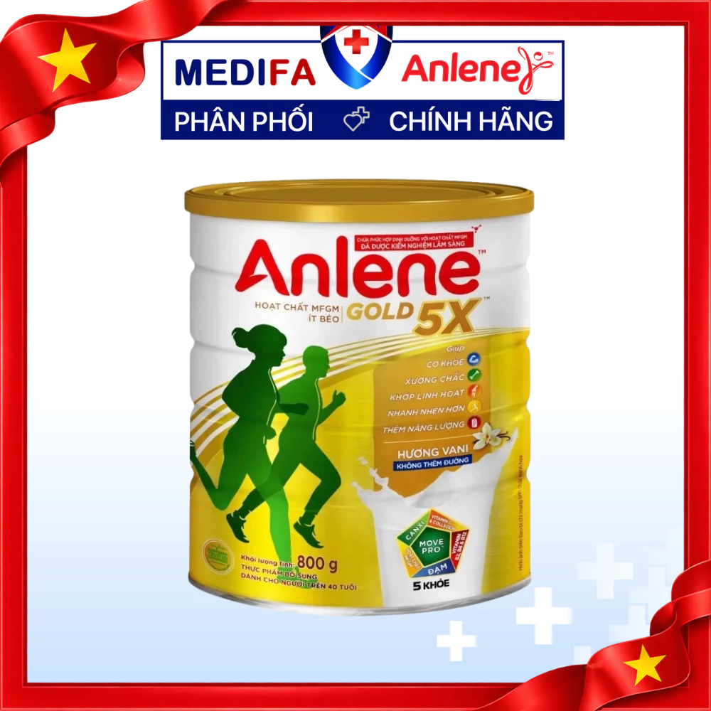Sữa bột Anlene Gold 5X Hương Vani 800g Chính Hãng Mẫu Mới Date Mới