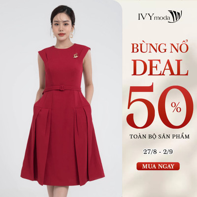 Đầm xòe đính phụ kiện IVY moda MS 41M8099