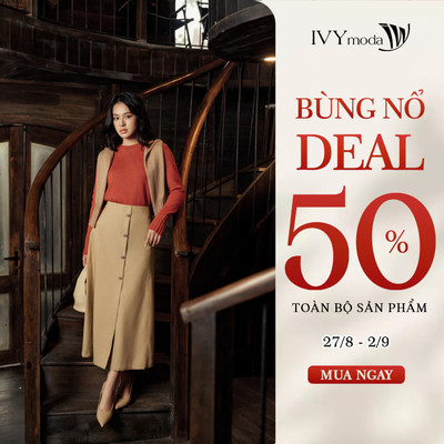 Chân váy chữ A Khaki phối khuy IVY moda MS 30M8032