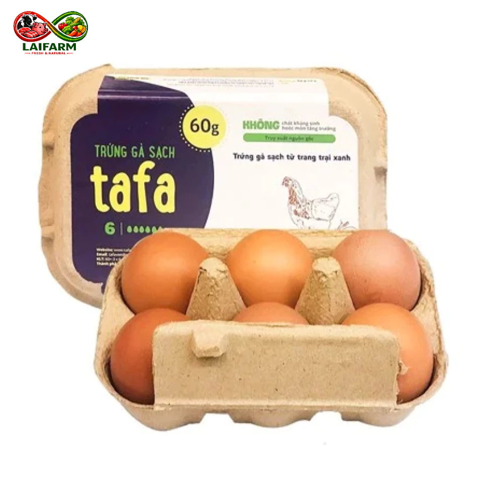 [Laifarm][Hỏa tốc HCM] Trứng Gà Tươi Hộp Giấy, Chicken Eggs, 6 Quả (360g) - TAFA