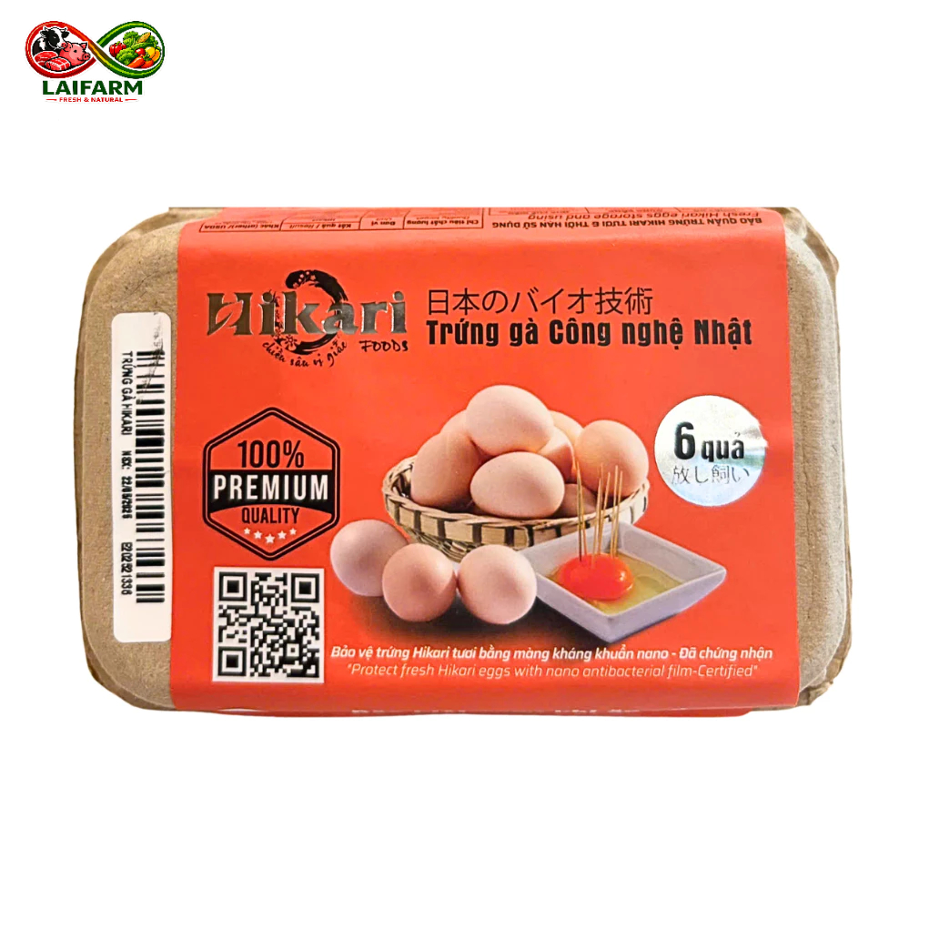 [Laifarm][Hỏa tốc HCM] Trứng Gà Công Nghệ Nhật, Fresh Hikari Eggs, 6 Quả (~300g) - HIKARI FOODS