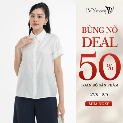 Áo sơ mi lụa nữ thêu hoa IVY moda MS 16M7764