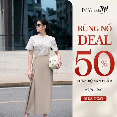 Beige Buttons Skirt - Chân váy A Tuytsi, Chân váy nữ công sở dạo phố IVY moda MS 31M9157