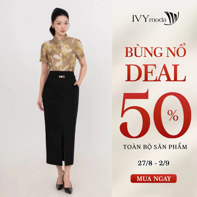 Chân váy bút chì dáng dài, chân váy nữ công sở dạo phố hiện đại IVY moda MS 31M8995