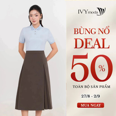 Áo polo cổ đính hoa nổi, áo polo nữ công sở dạo phố IVY moda MS 57M9321