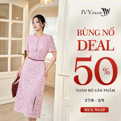 Chân váy ren midi dáng suông nhẹ, chân váy nữ IVY moda MS 31M9369