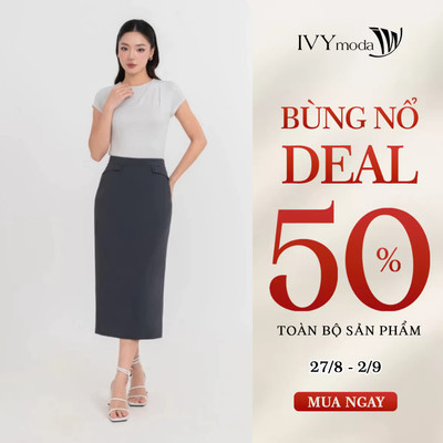Simple Pleat Tee - Áo thun lạnh xếp ly, Áo thun nữ ngắn tay cổ tròn IVY moda MS 57M9013