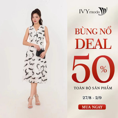 Đầm xòe phối khóa kéo trước nữ IVY moda MS 41M8333