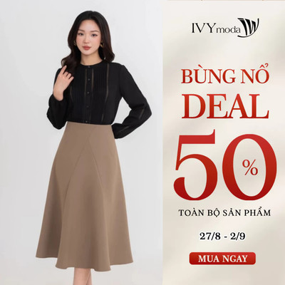 Áo sơ mi linen họa tiết xếp ly dọc, áo sơ mi công sở dạo phố IVY moda MS 17M9311