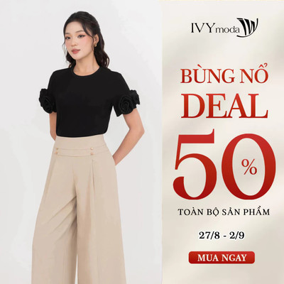 Áo thun tay hoa nổi, áo thun nữ công sở dạo phố IVY moda MS 57M9350