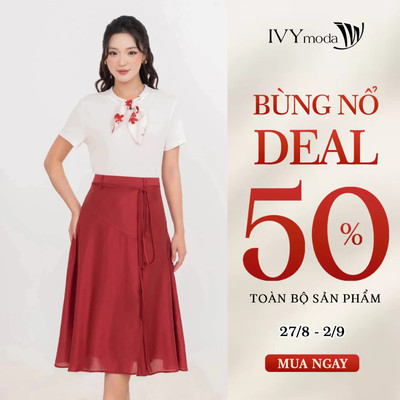 Áo thun nữ phối khăn, Áo cotton suông công sở dạo phố IVY moda MS 57M9168