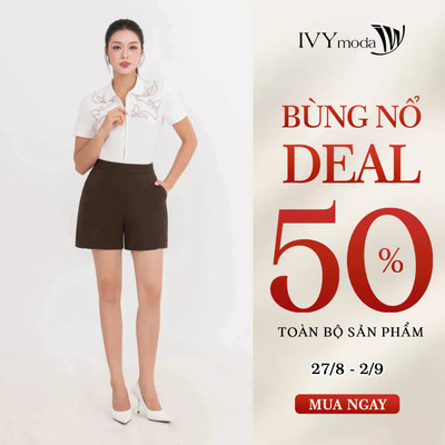Quần shorts thô Cotton, quần short nữ công sở dạo phố IVY moda MS 20M9386
