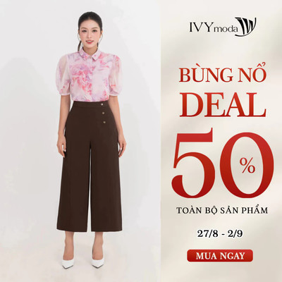 Quần dài suông Mocha Mousse, quần tây nữ công sở hiện đại IVY moda MS 22B0734