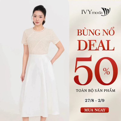 Áo thun nữ ren dáng ôm thanh lịch, áo thun nữ công sở dạo phố IVY moda MS 57B0561