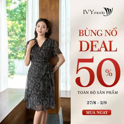 Đầm xòe cổ chữ V họa tiết hoa tinh tế, đầm nữ công sở dạo phố hiện đại MS 48B0651