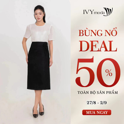 Chân váy bút chì midi suông nhẹ, chân váy nữ công sở IVY moda MS 31B0748