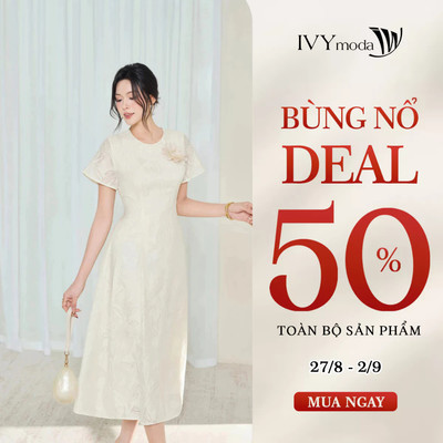 Đầm nữ xòe họa tiết hoa nổi, đầm nữ công sở tôn dáng IVY moda MS 48B0573