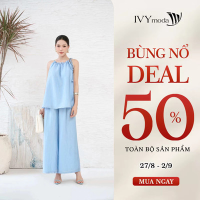 Quần dài lụa ống rộng, quần dài nữ dạo phố hiện đại IVY moda MS 22B0666