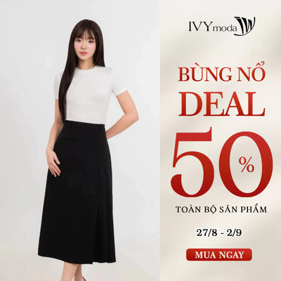 Simple T-shirt, Áo thun Cotton ngắn tay cổ tròn nữ dáng cơ bản IVY moda MS 57M9025