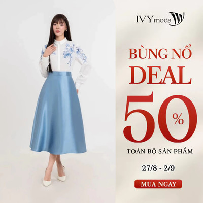 Sea Breeze Skirt - Chân váy xòe tafta , Chân váy công sở nữ IVY moda MS 31M9074
