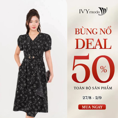 Twilight Symphony - Đầm lụa cổ V, Đầm dự tiệc nữ IVY moda MS 48M9093