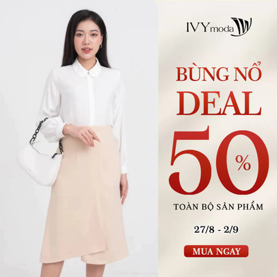 Áo sơ mi nữ cổ sen IVY moda MS 17M7757