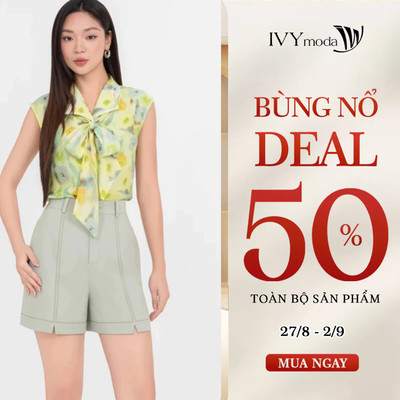 Áo sơ mi lụa nữ Blossom tạo kiểu IVY moda MS 15M8922