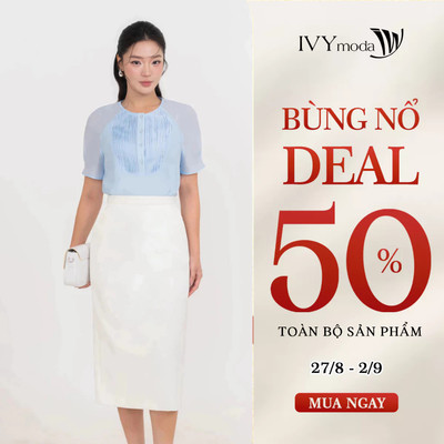 Áo sơ mi dáng suông dập ly nổi, áo sơ mi nữ IVY moda MS 16M9373