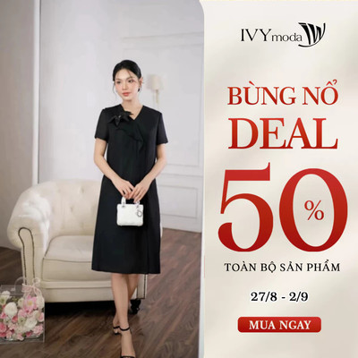 Black Silk Dress - Đầm lụa dáng suông,Đầm nữ công sở dự tiệc IVY moda MS 48B0095