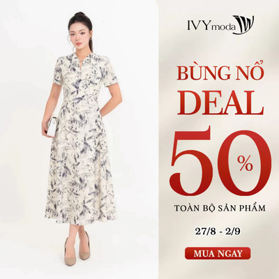 Wild IVY Dress - Đầm xòe họa tiết, Đầm công sở dạo phố nữ IVY moda MS 48B0138