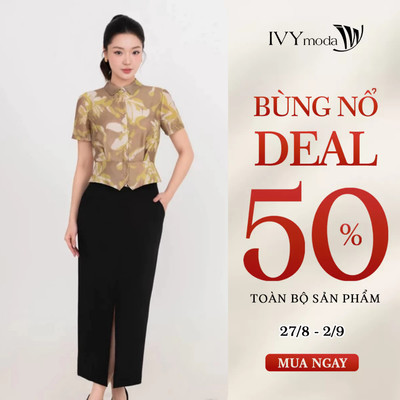 Áo sơ mi Spring Mosaic, áo sơ mi nữ cách điệu công sở tôn dáng IVY moda MS 16B0580