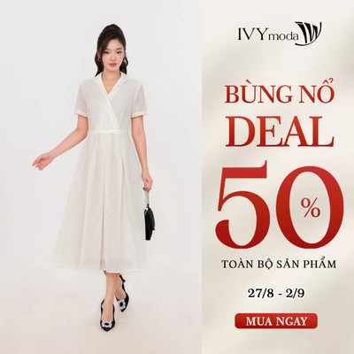 Golden Glimmer Dress - Đầm ren xòe, Đầm dự tiệc nữ IVY moda MS 48B0059