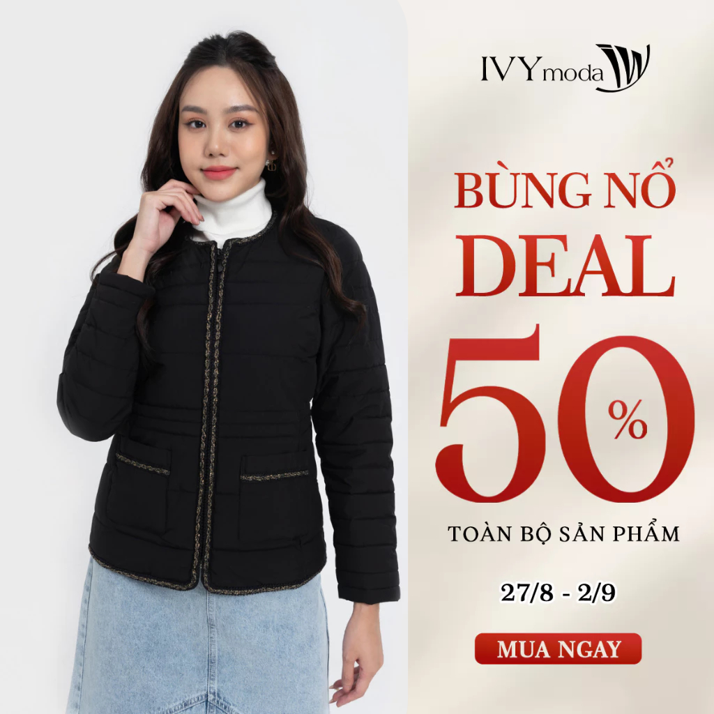 Áo phao chần bông viền vặn thừng nữ IVY moda MS 70B8885