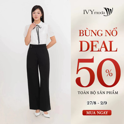 Quần Tây suông Marine Chic, quần ống suông rộng công sở tôn dáng IVY moda MS 22B0701