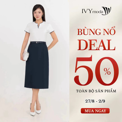 Chân váy bút chì Navy Essence, chân váy daily công sở tôn dáng IVY moda MS 31B0605