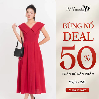 Ruby Flare Dress - Đầm xòe Linen, Đầm nữ dạo phố dự tiệc nữ IVY moda MS 48B0153