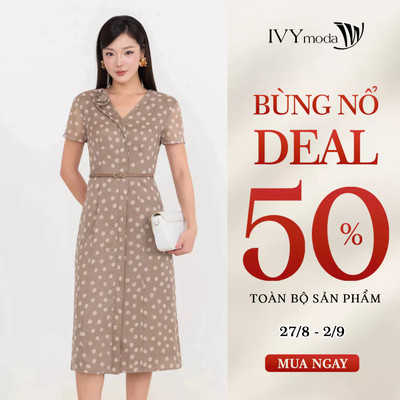 Đầm xòe lụa chấm bi, đầm nữ công sở tôn dáng IVY moda MS 48M9362