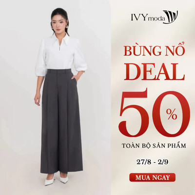 Áo kiểu cổ đức Aura Zipline, dáng suông nhẹ thoải mái thanh lịch công sở hiện đại IVY moda MS 17B0722