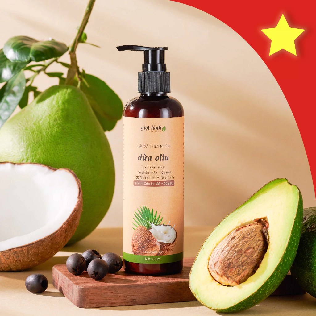 Dầu xả Dừa Oliu - Hết xơ rối, giảm chẻ ngọn Giọt Lành 250gram