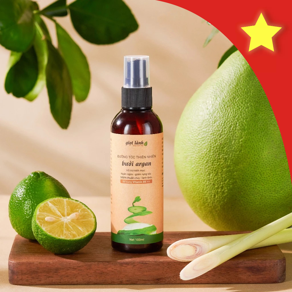 Xịt bưởi hỗ trợ mọc tóc, xịt dưỡng tóc giúp hỗ trợ kích mọc, giảm gãy rụng, thơm tóc Giọt Lành 100ml
