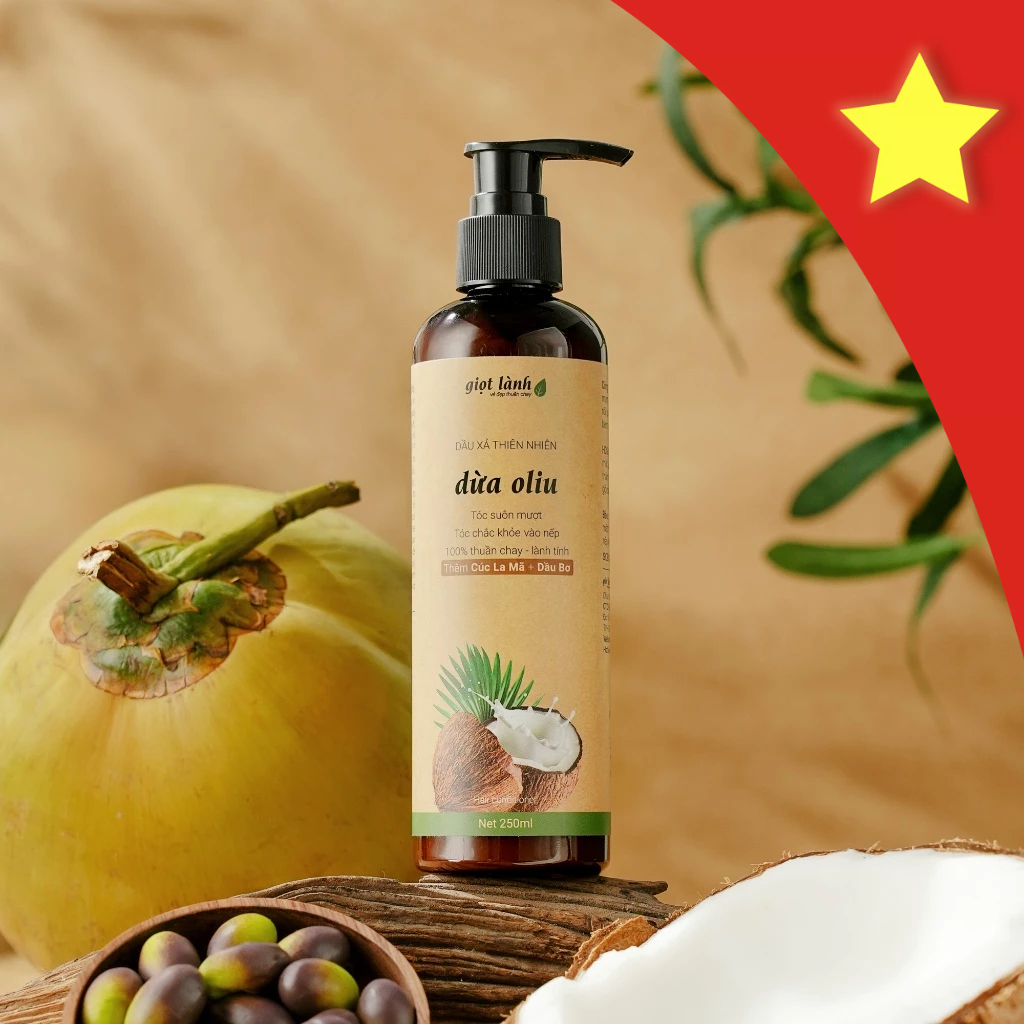 Dầu xả Dừa Oliu - Dầu xả thiên nhiên thuần chay Giọt Lành 250gram