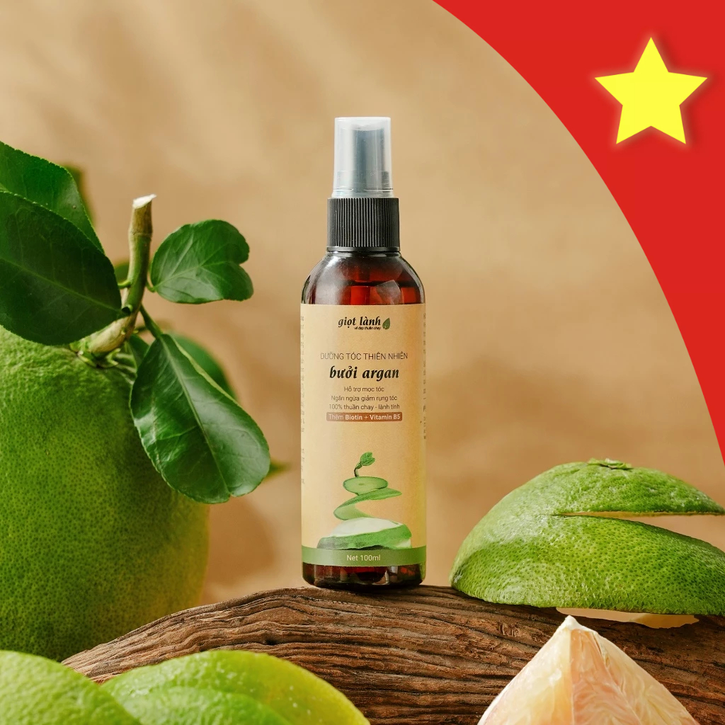 Xịt tóc Bưởi Argan, xịt tóc thiên nhiên thuần chay Giọt Lành 100ml