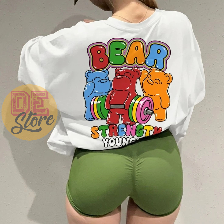 [BEAR STRENGTH YOUNGLA] Áo gym unisex dáng oversized chất vải cotton thoải mái vận động đồ tập gym