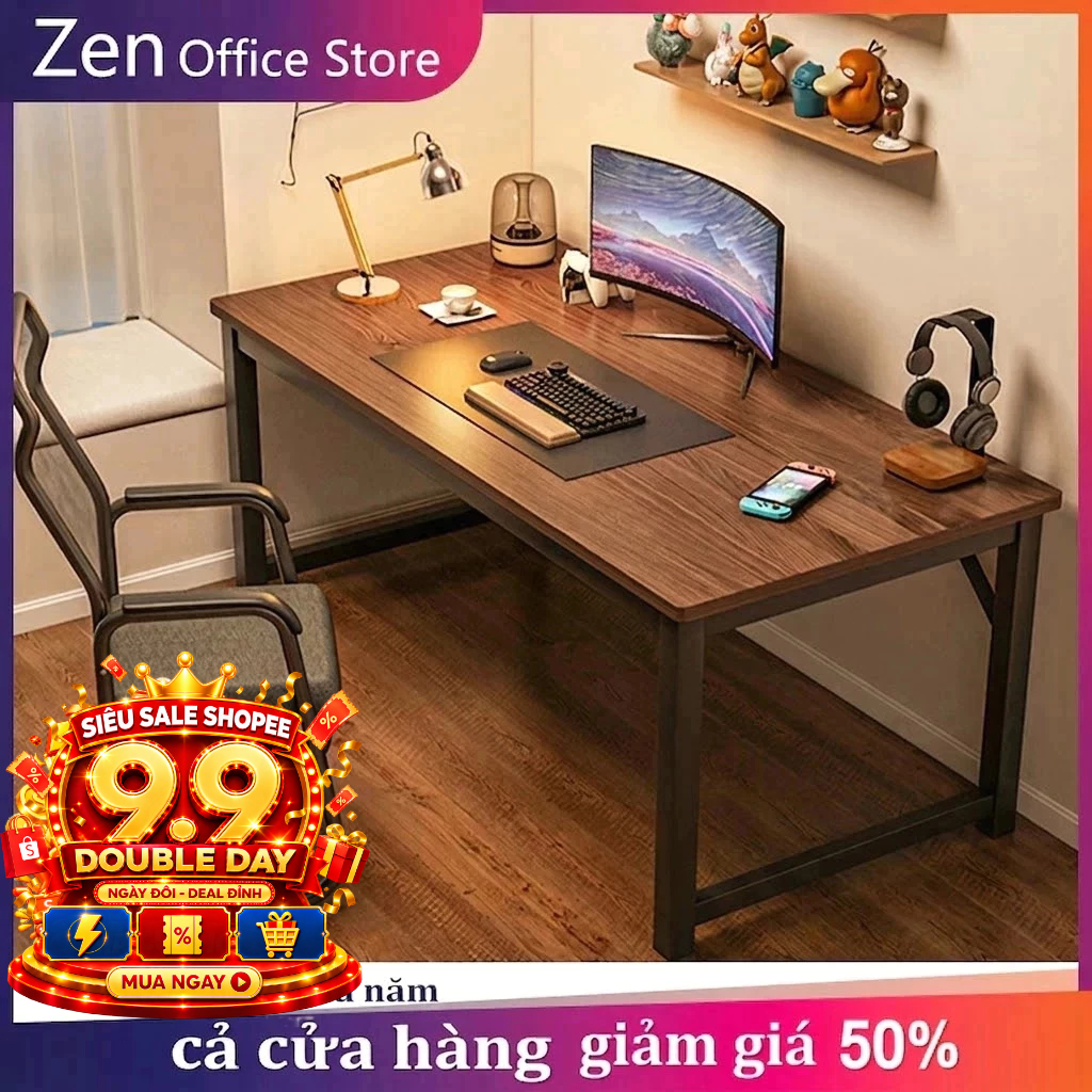 ZEN Bàn Làm Việc tại nhà 140CM chân sắt đặc có thanh giằng chéo, chắc chắn không rung lắc