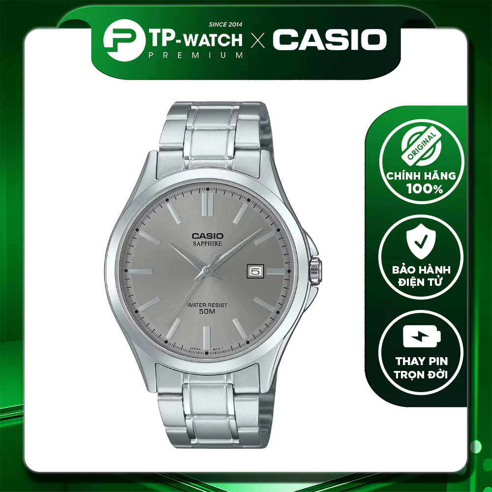Đồng hồ nam dây thép Casio MTS-115D-8AVDF Kính Sapphire - Chống nước 50m | Casio nam MTS-115D-8A