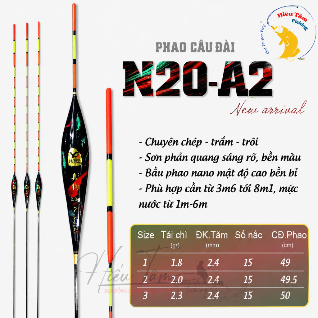 Phao Câu Đài YG N20- A2 Chất Liệu Nano Tăm To 3 Nấc Dễ Nhìn Tín Hiệu Nhậy ( Chính hãng)