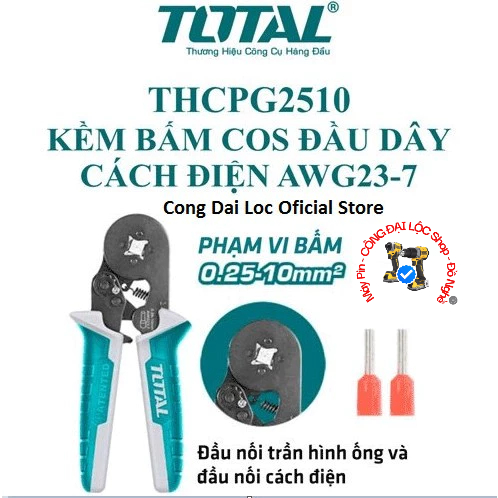 Kìm Bấm Cos Tròn , Cos Ghim AWG23-7 TOTAL