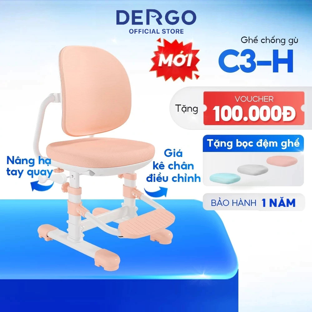 Ghế Ngồi Học Cho Bé DERGO LEO C3-H Ghế Chống Gù Nâng Hạ Trục Quay Điều Chỉnh…